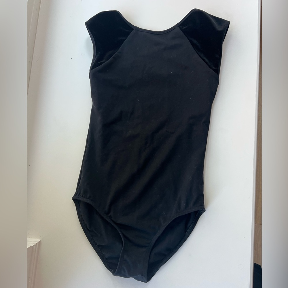 Black leotard with velvet accents